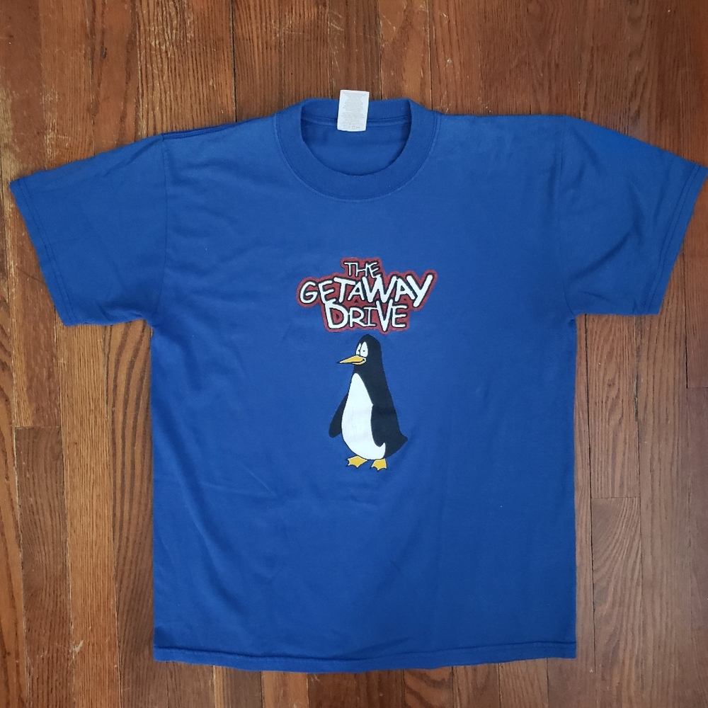 The Getaway Drive Band Tee Size M Mens Unisex T-Shirt Blue Penguin Punk Jerzees